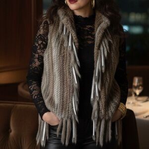 Rabbit Fur Open Vest By Metric Knits Furs Sz S